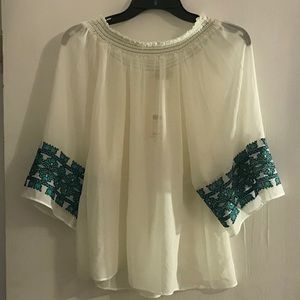 Arden B sheer embroidered blouse